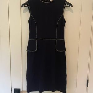 Tory Burch - dark navy dress - size xs - 100% cotton with faux leather piping